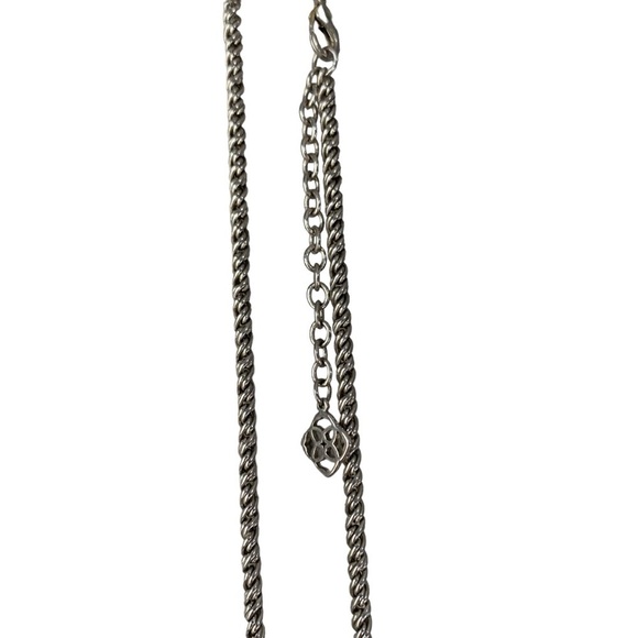 Kendra Scott smoky Slate gray Corla‎ cateye rhodium silver necklace. 30” Length. - Picture 6 of 10